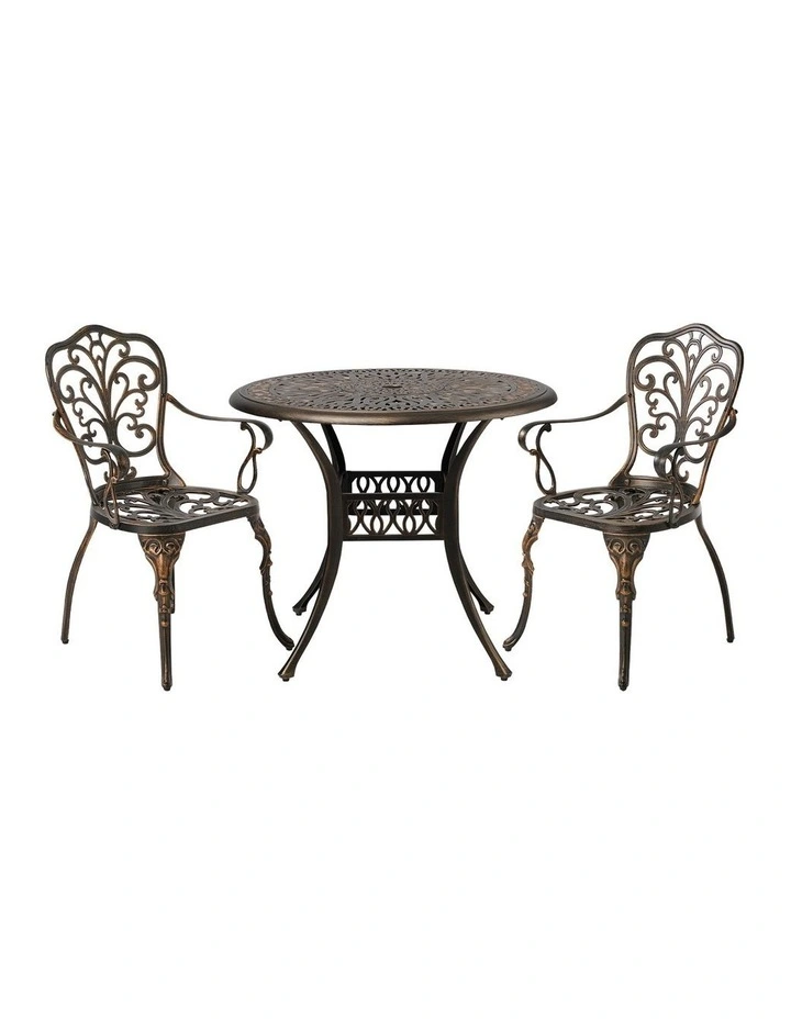 Livsip 3 Piece Outdoor Patio Set Table Chairs Bistro Cast Aluminium Furniture image 2