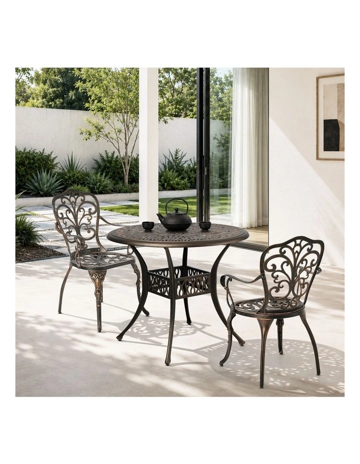 Livsip 3 Piece Outdoor Patio Set Table Chairs Bistro Cast Aluminium Furniture image 5