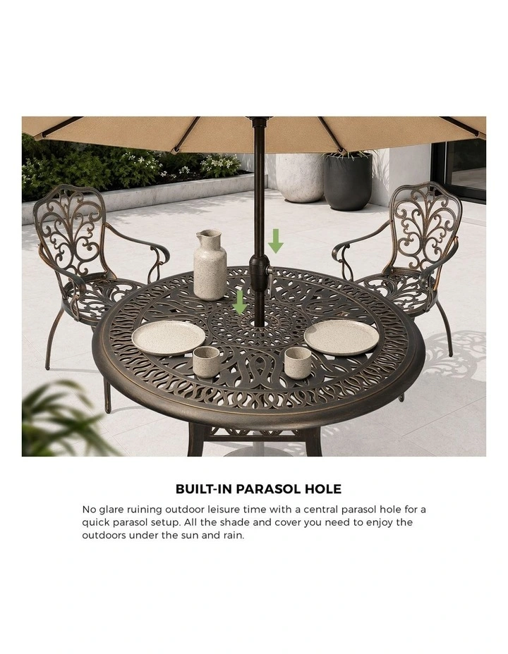 Livsip 3 Piece Outdoor Patio Set Table Chairs Bistro Cast Aluminium Furniture image 6
