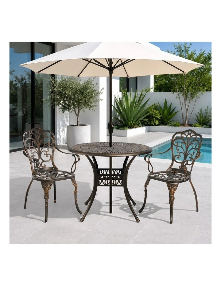 Livsip 3 Piece Outdoor Patio Set Table Chairs Bistro Cast Aluminium Furniture image 7
