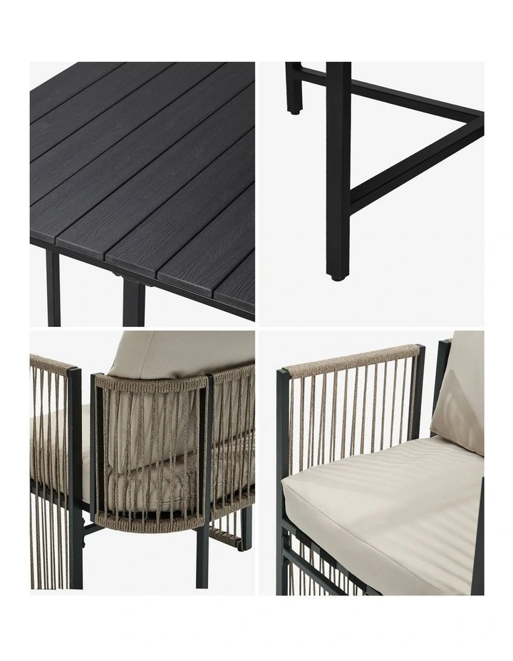 Livsip 5 Pieces Outdoor Dining Set Table Chair Setting Rope Garden Furniture image 6