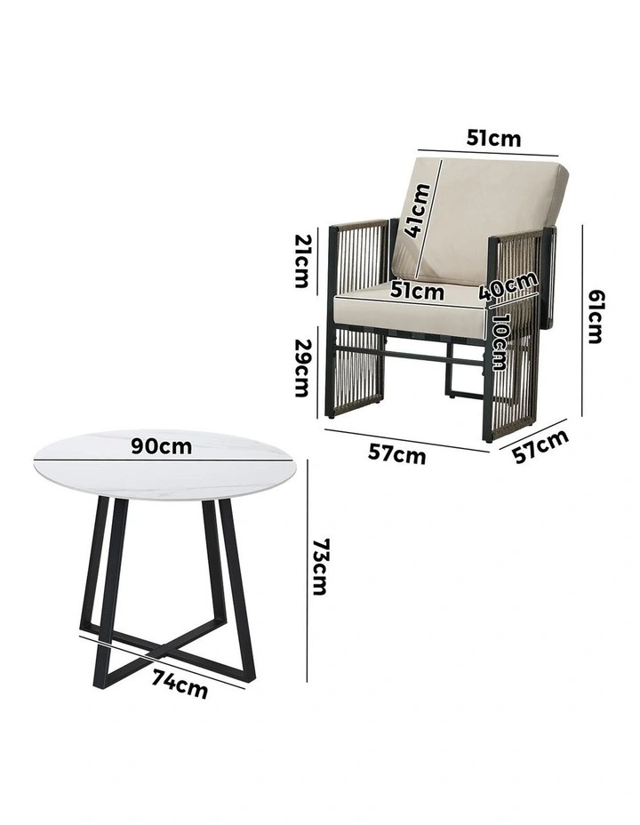 Livsip 5 Pieces Outdoor Dining Set Chair and Table Rope Garden Furniture image 3