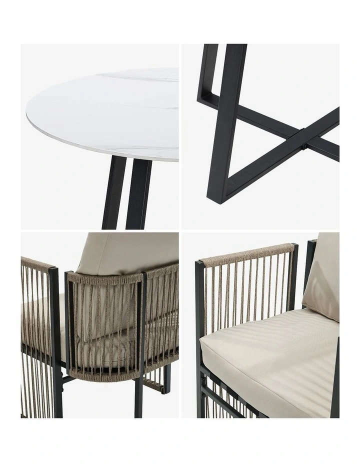 Livsip 5 Pieces Outdoor Dining Set Chair and Table Rope Garden Furniture image 6