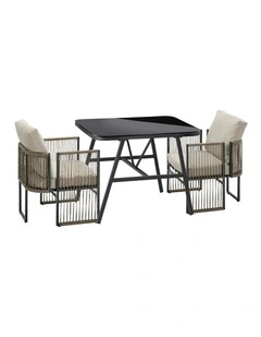 Livsip 2 Seaters Outdoor Patio Set Table Chair Setting Rope Bistro Furniture