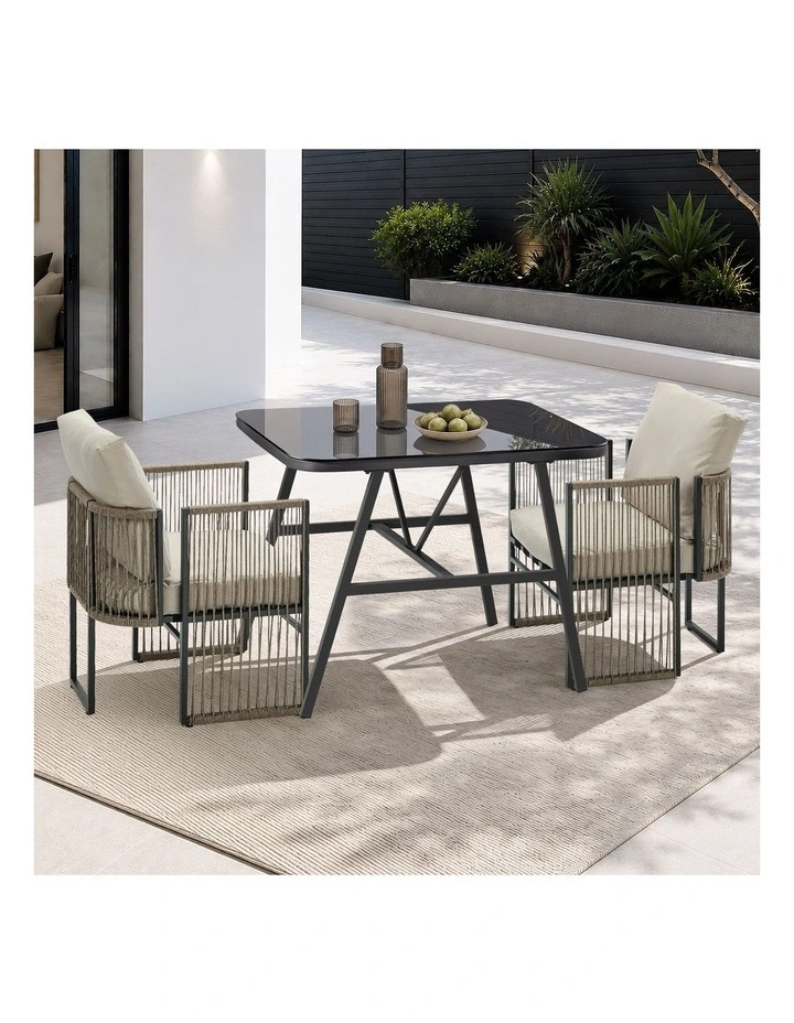 Livsip 2 Seaters Outdoor Patio Set Table Chair Setting Rope Bistro Furniture image 4