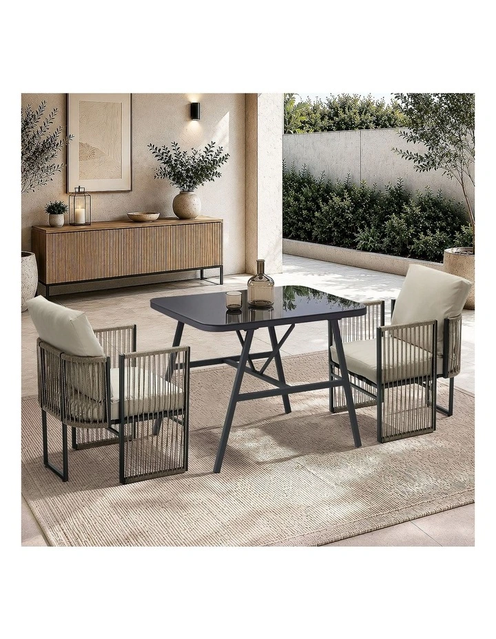 Livsip 2 Seaters Outdoor Patio Set Table Chair Setting Rope Bistro Furniture image 5