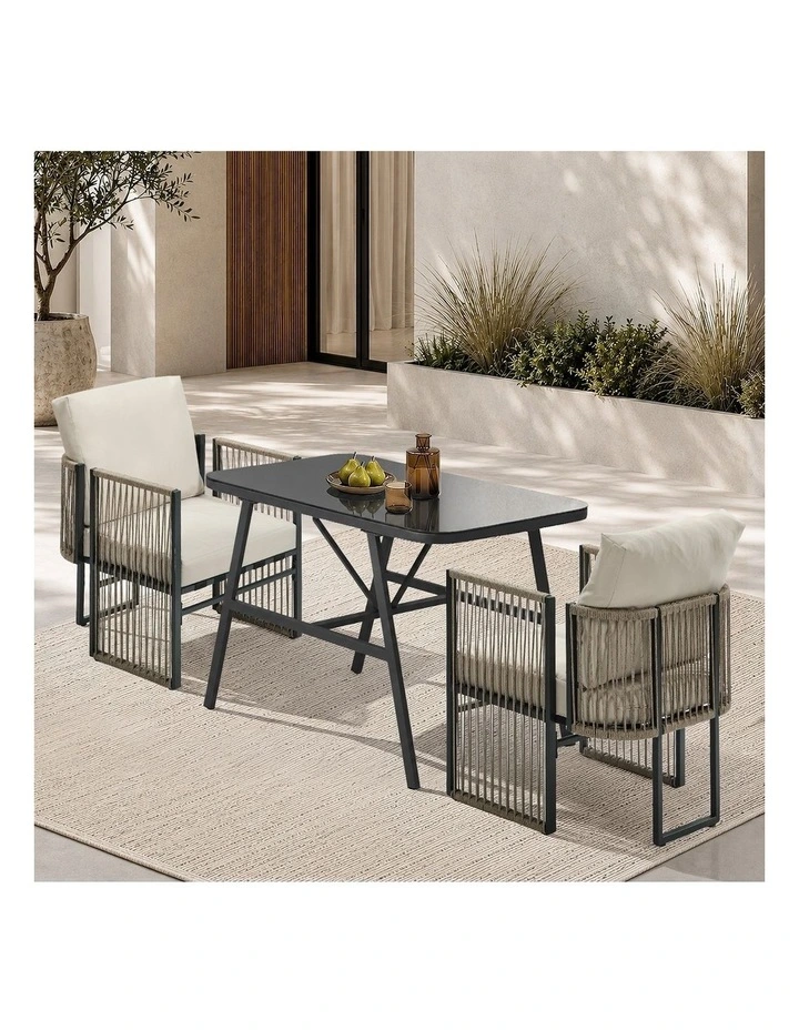 Livsip 2 Seaters Outdoor Patio Set Table Chair Setting Rope Bistro Furniture image 7