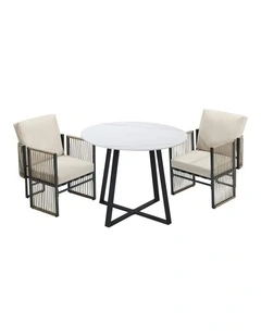 Livsip 3 Pieces Outdoor Dining Set Chair and Table Rope Garden Furniture