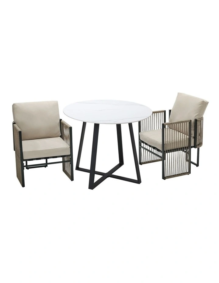 Livsip 3 Pieces Outdoor Dining Set Chair and Table Rope Garden Furniture image 2