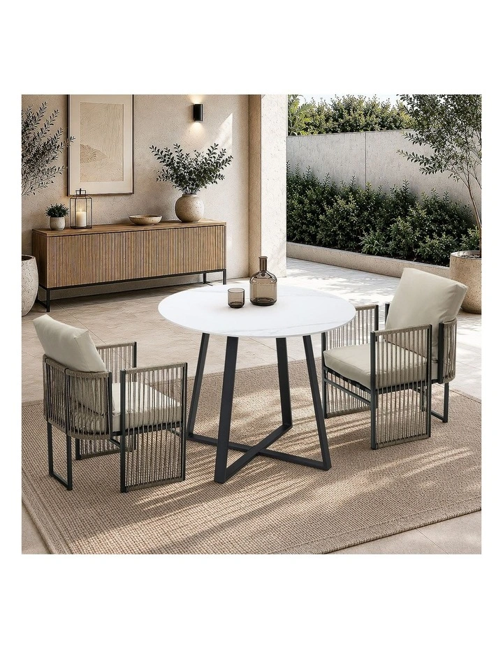 Livsip 3 Pieces Outdoor Dining Set Chair and Table Rope Garden Furniture image 5
