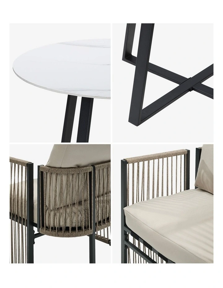 Livsip 3 Pieces Outdoor Dining Set Chair and Table Rope Garden Furniture image 6