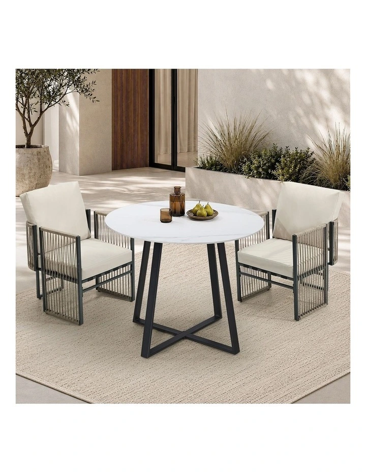 Livsip 3 Pieces Outdoor Dining Set Chair and Table Rope Garden Furniture image 7