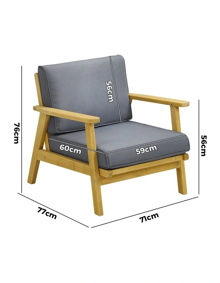 Livsip Outdoor Armchair Furniture Lounge Wooden Chair Patio Garden Sofa Set image 3