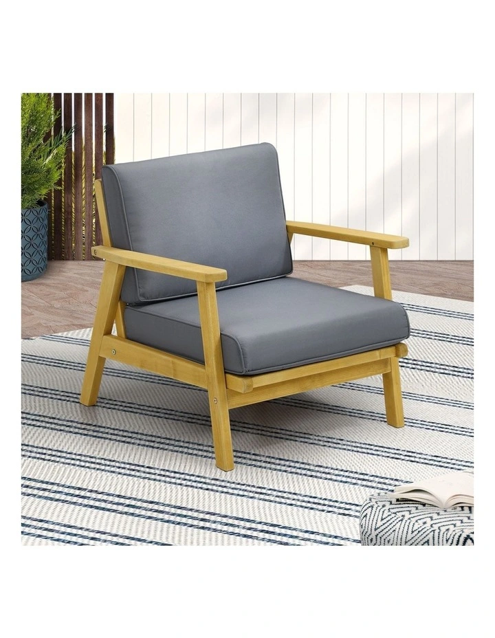 Livsip Outdoor Armchair Furniture Lounge Wooden Chair Patio Garden Sofa Set image 4
