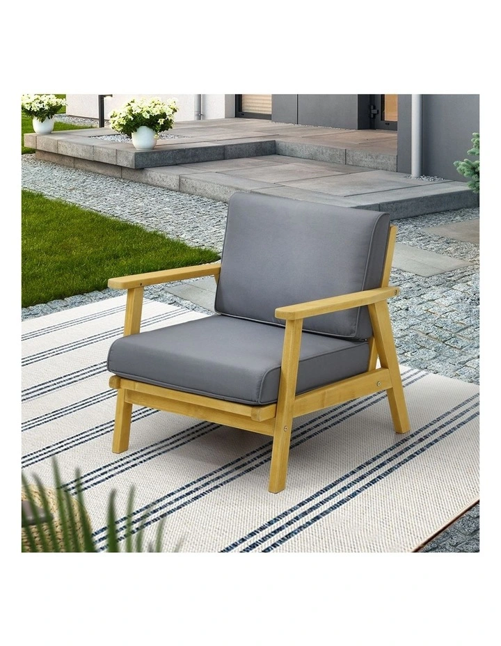 Livsip Outdoor Armchair Furniture Lounge Wooden Chair Patio Garden Sofa Set image 5