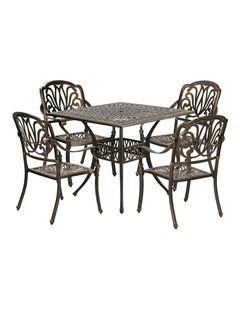 Livsip 5 Piece Outdoor Dining Setting Table Chairs Aluminium Garden Furniture