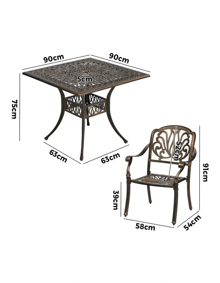Livsip 5 Piece Outdoor Dining Setting Table Chairs Aluminium Garden Furniture image 3