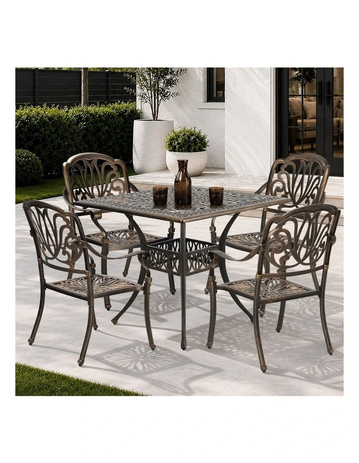 Livsip 5 Piece Outdoor Dining Setting Table Chairs Aluminium Garden Furniture image 4