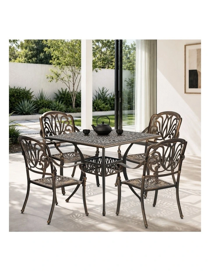 Livsip 5 Piece Outdoor Dining Setting Table Chairs Aluminium Garden Furniture image 5