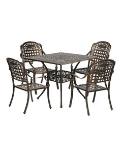 Livsip 5 Piece Outdoor Dining Setting Bistro Patio Set Cast Aluminium Furniture