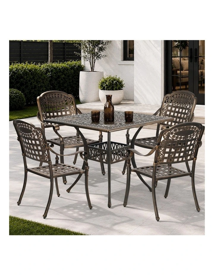 Livsip 5 Piece Outdoor Dining Setting Bistro Patio Set Cast Aluminium Furniture image 4