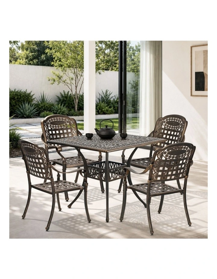 Livsip 5 Piece Outdoor Dining Setting Bistro Patio Set Cast Aluminium Furniture image 5