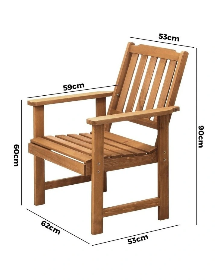Livsip Outdoor Armchair Wooden Patio Furniture Chairs Garden Seat Brown image 3