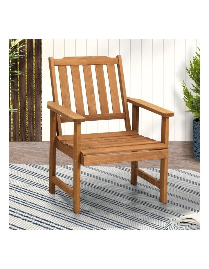 Livsip Outdoor Armchair Wooden Patio Furniture Chairs Garden Seat Brown image 4