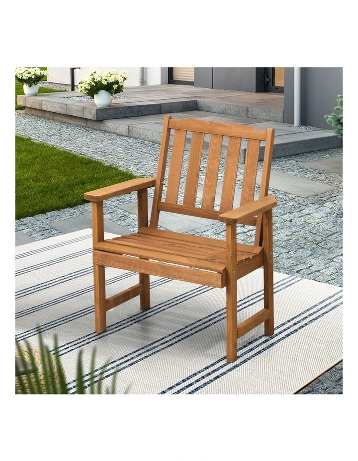 Livsip Outdoor Armchair Wooden Patio Furniture Chairs Garden Seat Brown image 6