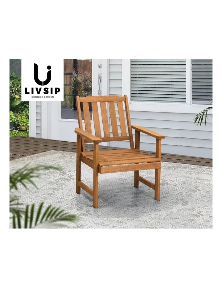Livsip Outdoor Armchair Wooden Patio Furniture Chairs Garden Seat Brown image 7