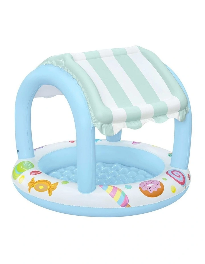 Bestway Inflatable Kids Pool with Sun Shade Candy Theme 104x84cm image 1