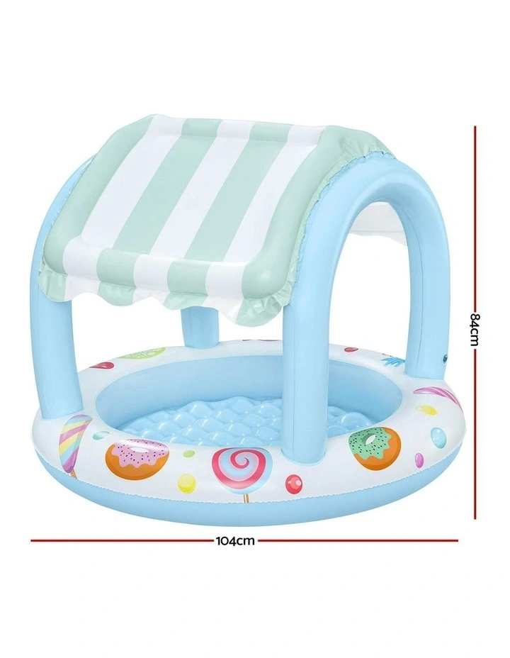 Bestway Inflatable Kids Pool with Sun Shade Candy Theme 104x84cm image 2