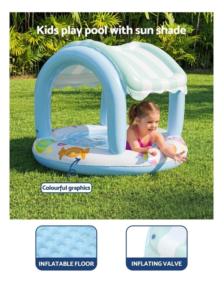 Bestway Inflatable Kids Pool with Sun Shade Candy Theme 104x84cm image 4