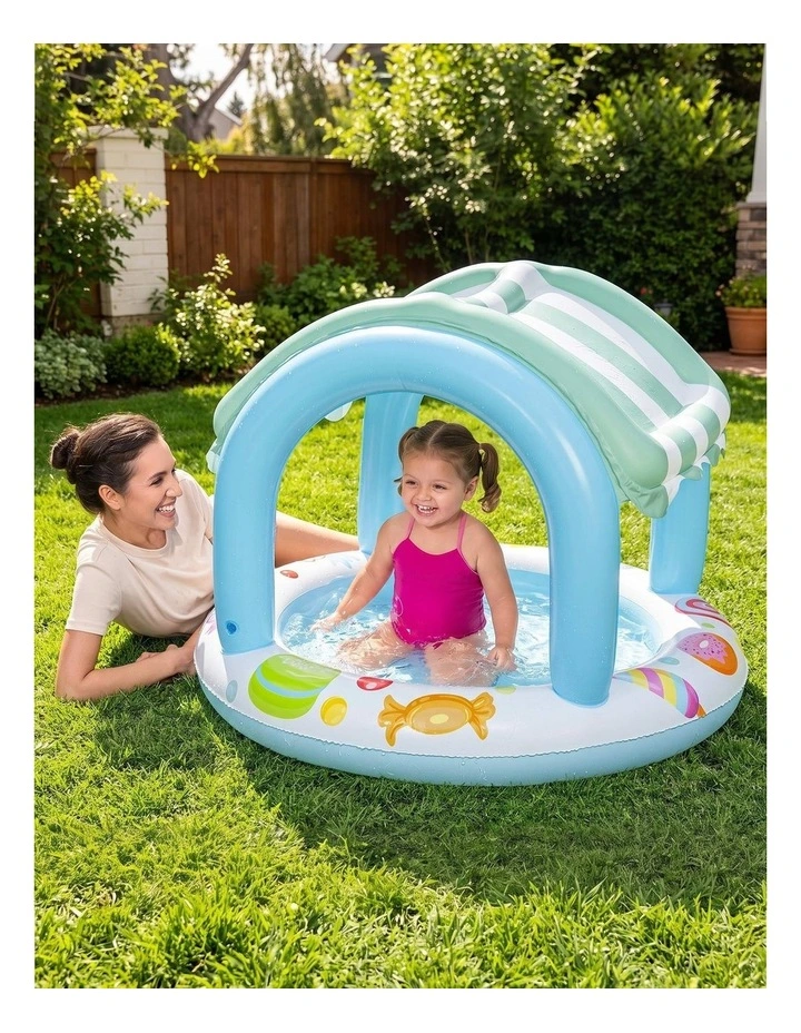 Bestway Inflatable Kids Pool with Sun Shade Candy Theme 104x84cm image 6