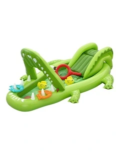 Bestway Inflatable Alligator Kids Play Pool with Slide 234cmx163cm Green