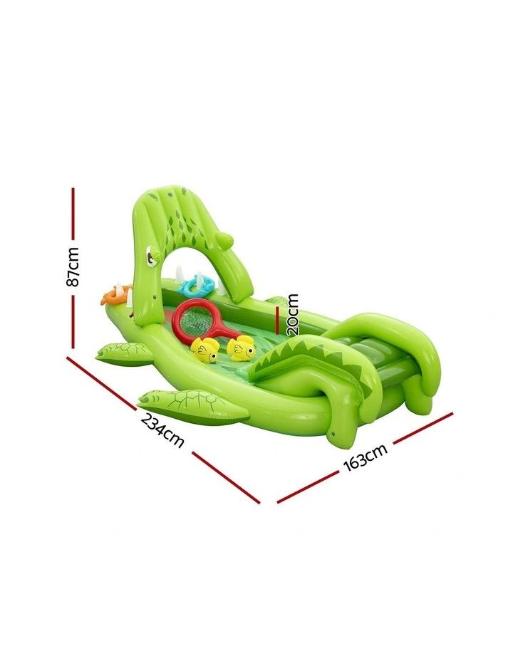 Bestway Inflatable Alligator Kids Play Pool with Slide 234cmx163cm Green image 2
