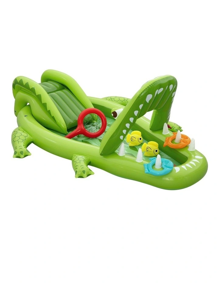 Bestway Inflatable Alligator Kids Play Pool with Slide 234cmx163cm Green image 3