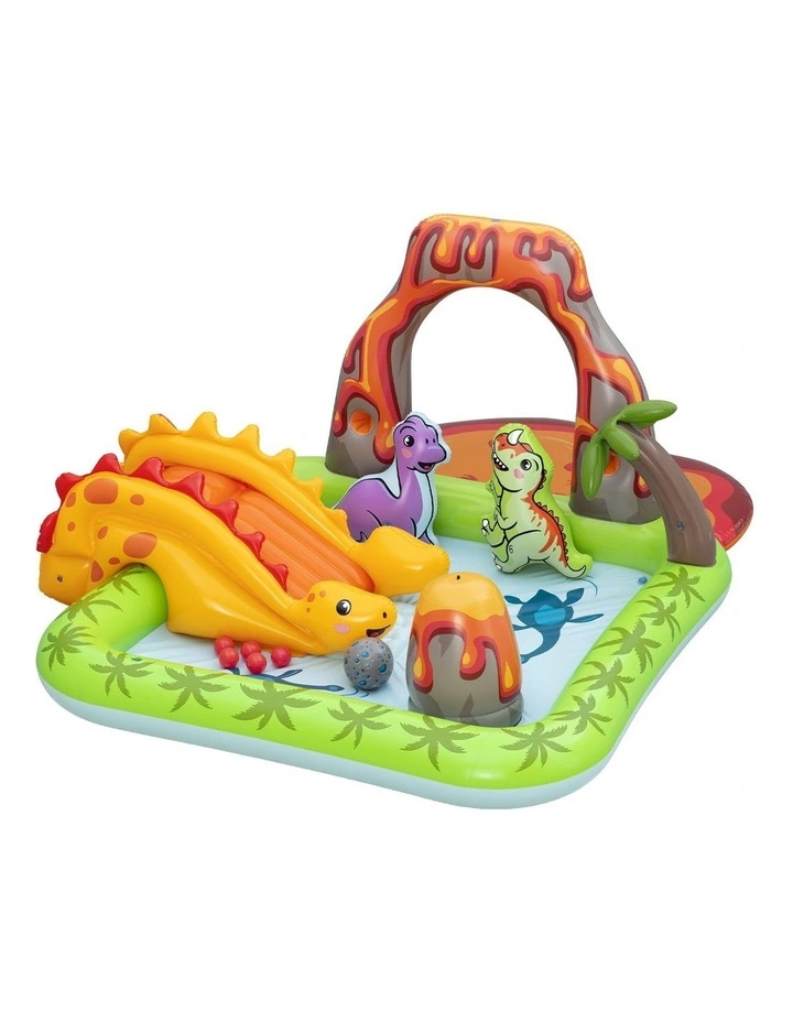 Bestway Inflatable Kids Pool with Slide Balls Play Dinosaur Toy 262cmx188cm image 1