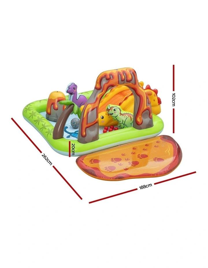 Bestway Inflatable Kids Pool with Slide Balls Play Dinosaur Toy 262cmx188cm image 2