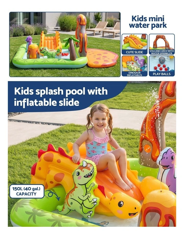 Bestway Inflatable Kids Pool with Slide Balls Play Dinosaur Toy 262cmx188cm image 4
