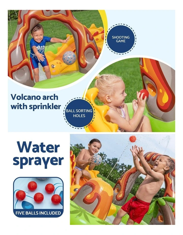 Bestway Inflatable Kids Pool with Slide Balls Play Dinosaur Toy 262cmx188cm image 5