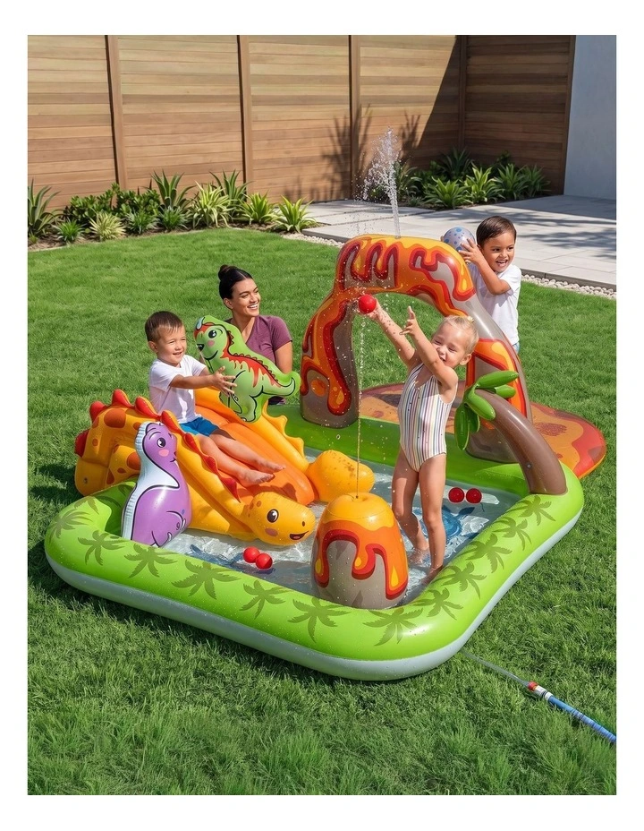 Bestway Inflatable Kids Pool with Slide Balls Play Dinosaur Toy 262cmx188cm image 6