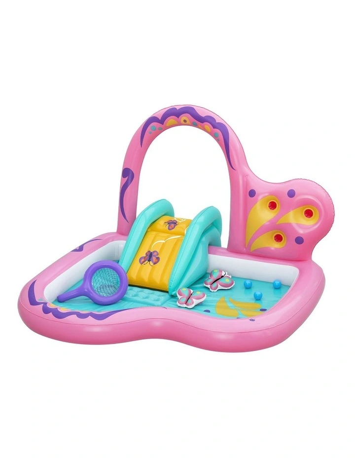 Bestway Inflatable Butterfly Kids Play Pool Park with Slide 180cm Pink image 1