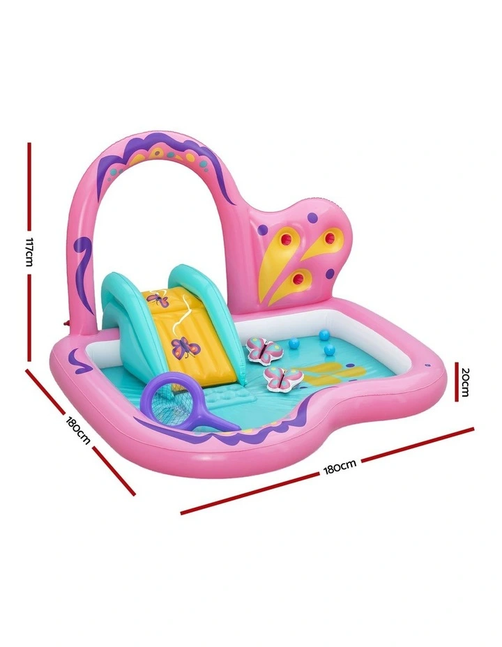 Bestway Inflatable Butterfly Kids Play Pool Park with Slide 180cm Pink image 2