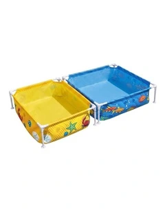 Bestway 2-in-1 Kids Pool and Sandpit Set 122cm/90cm Metal Frame Yellow Blue