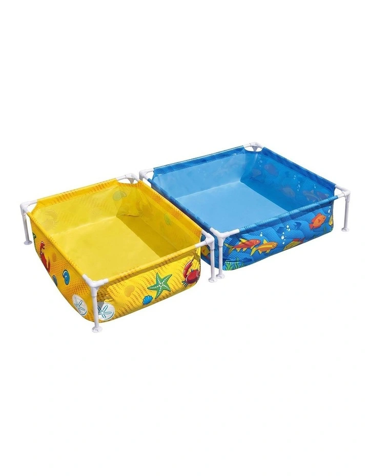 Bestway 2-in-1 Kids Pool and Sandpit Set 122cm/90cm Metal Frame Yellow Blue image 1