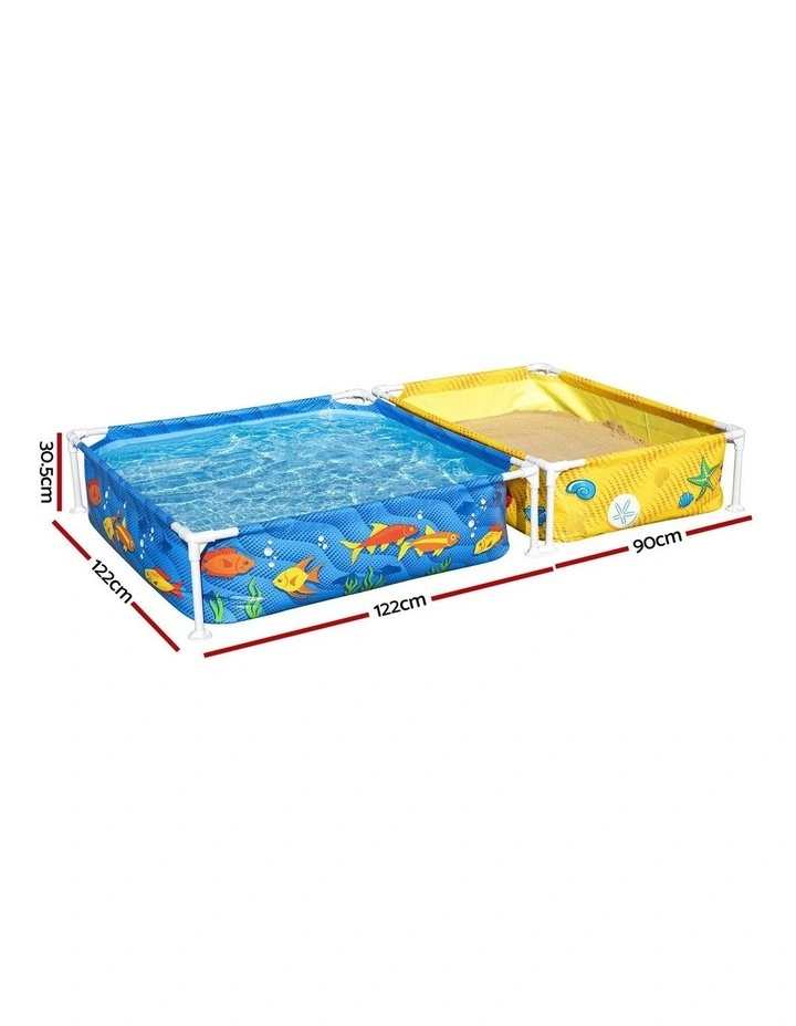 Bestway 2-in-1 Kids Pool and Sandpit Set 122cm/90cm Metal Frame Yellow Blue image 2