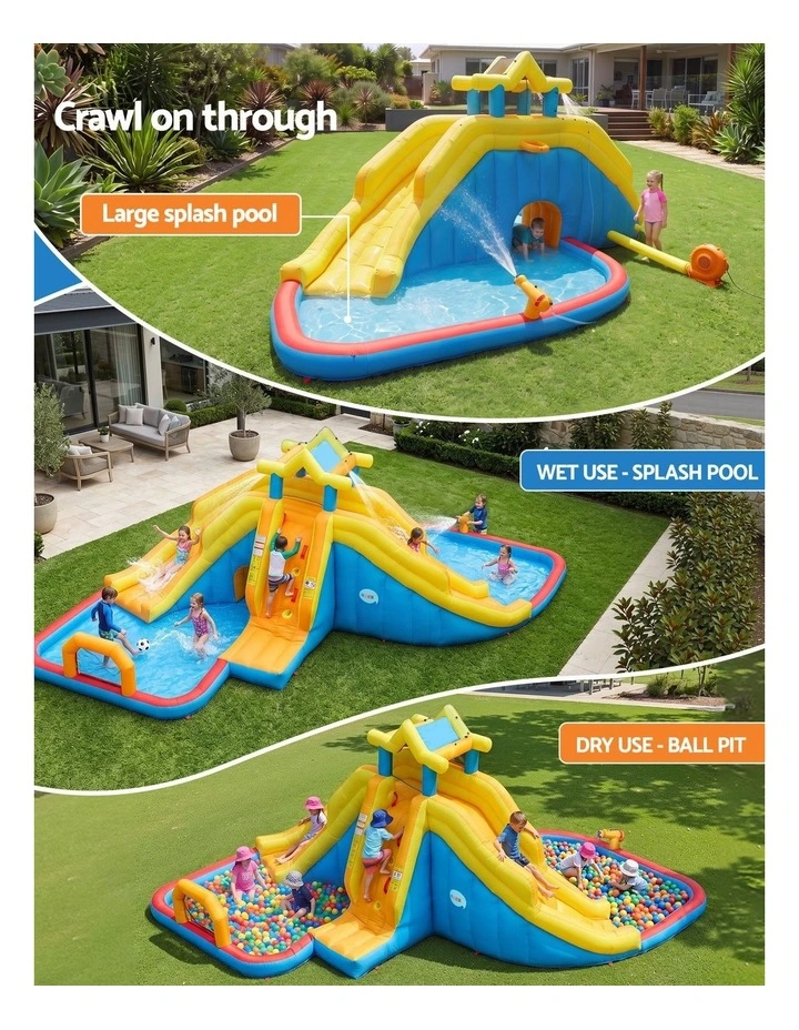 Keezi Inflatable Kids Pool Water Slide Splash Castle Football 622cmx542cm image 4