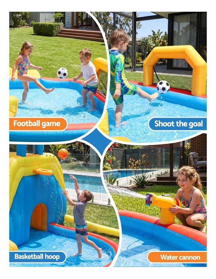 Keezi Inflatable Kids Pool Water Slide Splash Castle Football 622cmx542cm image 5