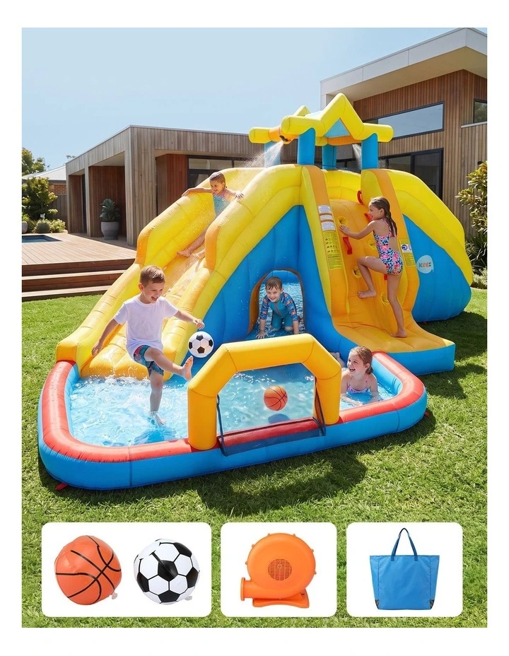 Keezi Inflatable Kids Pool Water Slide Splash Castle Football 622cmx542cm image 6